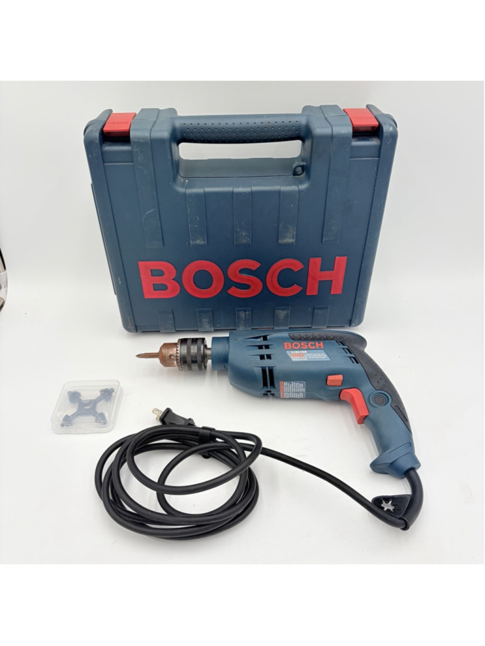 Bosch 1191VSR 1/2 in HAMMER DRILL 7 Amp Corded Tested Case Chuck Key